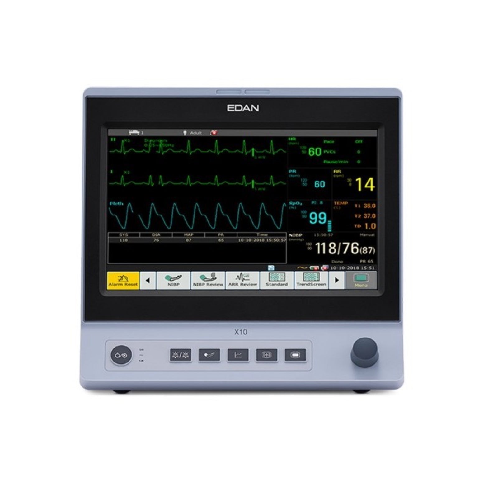 10.1 Inch LCD Edan X10 Touch Screen Monitor With Capnography - Pet medical equipment